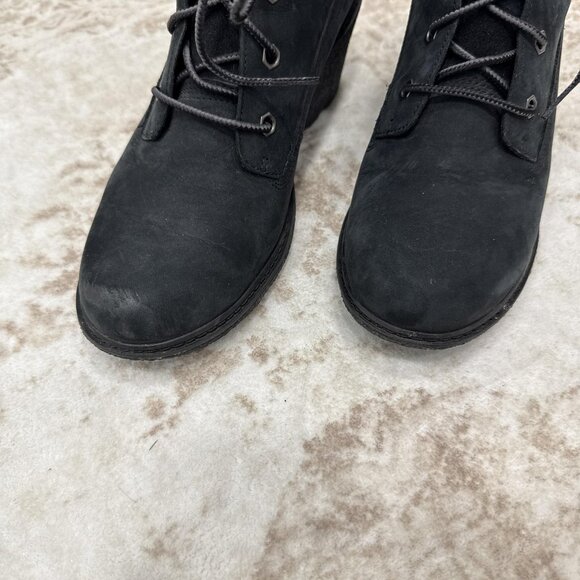 Timberland Earthkeepers Wedge Boots Womens Size 8 Black Leather Amston 8253A - Picture 6 of 13